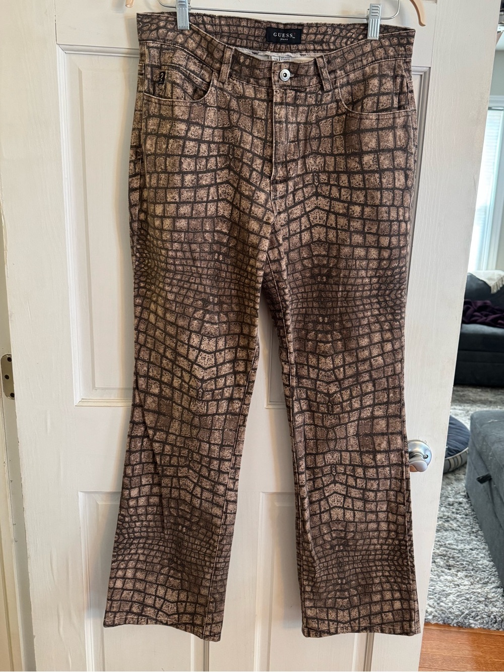 Vintage Guess Brown Croc-Print Jeans